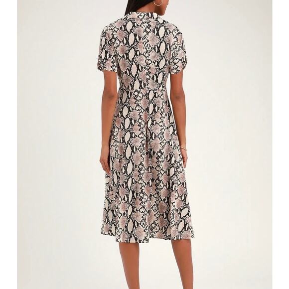 LULUS Let's Snake a Deal Collared Midi Shirt Dress Small S - Picture 2 of 11